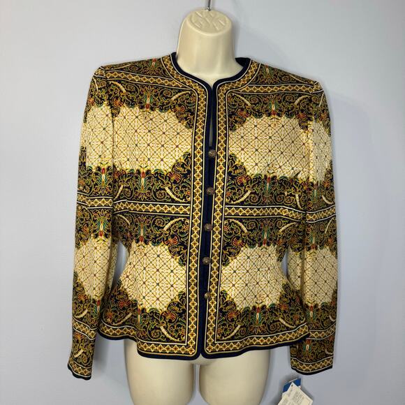 Adrianna Papell Vintage Safe Silk Multi print  Jacket Women's 6 New - Picture 1 of 13